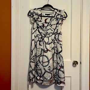 Theme Summer Dress White/Blue/Red tie on the back. Size M